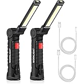 Lot De 3 Lampes De Travail LED Magnétiques - Avec Crochet, Alimentation Piles AA - Pour Bricolage, Mécanique Auto