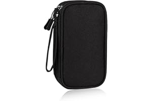 FYCHUO Large Cable Organiser Bag, Double-Layer Travel Cable Organiser for Electronics Accessories, Portable Cable Bag for Power Bank, USB Drive, Earphone, Charger Hard Disk