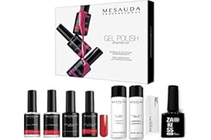 Mesauda Starter kit completo di scatola smalto semipermanente Gel Polish Red Unghia Cleanser Remover base⊤ Buffer Nail Prep Ultrabond