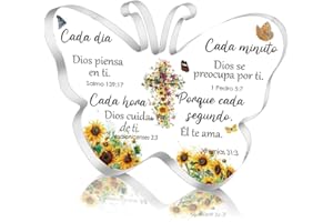 1STEP2DREAM Regalos de oficina cristiana española para mujeres, regalos religiosos inspiradores con versículos bíblicos, regalos de oración para San Valentín, regalos de cumpleaños (mariposa)