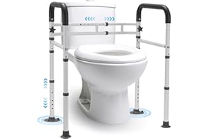 Careboda Maniglie per WC di sicurezza, maniglie per WC per anziani e disabili, regolabile, telaio WC antiscivolo indipendente, maniglie pieghevoli rimovibili, si adatta al meis