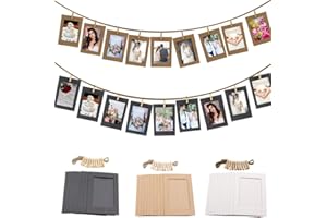 EASYLIFESTORE Eazylife Bilderrahmen-Set, 30pcs, 10 x 15 cm, Kraft-Bilderrahmen mit Clips, nahtlosen Nägeln und Hanfseilen für selbstgemachte Wanddekorationen im Wohnzimmer und in der Wohnung