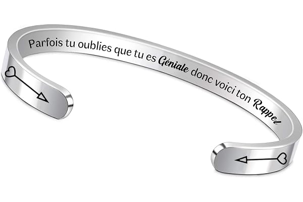Bracelets Manchettes Citation Gravé Motivationnel Réglable Femmes Hommes Ami Anniversaire Cadeaux Fils Fille Inspirante Bijoux Frère Soeur Graduation Noël Femme Mari Couples Saint-Valentin
