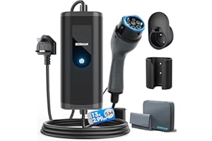 bokman EV Charger Type 2 to 3 Pin Plug, 5M / 2.99kW / 13A / IP65 Waterproof, Electric Car Charger with LED Indicators with Carry Bag & Microfiber Towel
