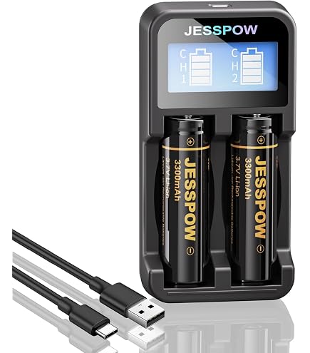 Chargeur USB Pour Piles 18650 + 4 Piles Rechargeables 3.7V 2200mAh Flat Top - Compatible Nombreuses Tailles Li-Ion