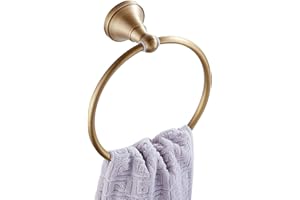 Flybath Anneau Porte-Serviette Rond en Laiton pour Porte-Serviette de Salle de Bain Serviette de Bain Suspendu fixé au Mur, Bronze brossé