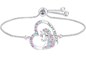 Luckimoli You are Magical Unicorn-Bracelet for Girls Crystal Heart Bangle Adjustable Jewelry Gift Birthday Christmas Gifts for Women Mom Wife Girls