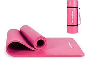 MSPORTS Tappetino da Ginnastica Premium 190 x 60 x 1,5 cm o 190 x 100 x 1,5 cm - in Colori Diversi - Yoga Pilates Fitness Allenamento Gomma con con Cinturino