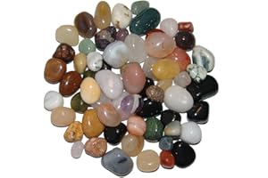 JANNI-SHOP-TROMMELSTEINE Natur Trommelstein Mischung 1 kg ca. 200-250 Steine ca. 10-30 mm mit Bergkristall, Rosenquarz, Moosachat, Natur Achate, Jaspis u.a.(4955)