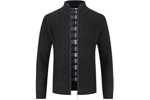 Sliktaa Gilet Cardigan Hommes Slim Fit Casual Veste Grosse Maille Col Droit 5 Couleurs Unie Confortable