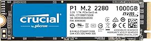 Crucial P1 1TB CT1000P1SSD8 Internes SSD-bis zu 2000 MB/s (3D NAND, NVMe, PCIe, M.2)