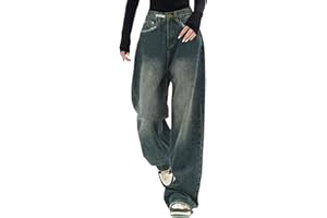 ZhungZaoh Baggy Jeans Damen Y2k Stretch Low Waist Jeanshose Straight Gerade Breites Bein Boyfriend Freizeithose Sommer Locker Hosen Streetwear Schlupfjeans