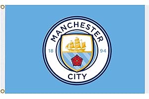 MCFC Official Manchester City Crest Premier League Champions Flag (5ft x 3ft & 100% Polyester)