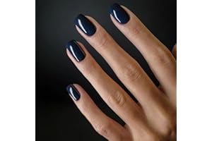 TMUT 24pcs Square False Nails Short Stick on Nails Dark Blue Press on Nails Removable Glue-on Nails Fake Nails Women Girls Nail Art Accessories