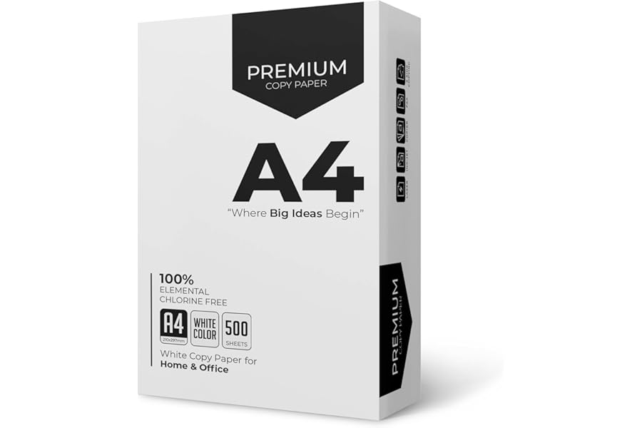 Stick Well A4 Printer Paper - 500 Sheets, White A4 Paper, Compatible with Inkjet, Laser Printers & Copiers, Multipurpose, Ideal for Home and Office Printing (1 Reams)