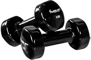 MOVIT set de 2 haltères en vinyle, haltères courts avec surface en vinyle