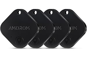 AMOROM Smart Air Tag Bluetooth Traceur Lot de 4, Compatible iOS et Android, Recherche de Phone, Rechercher à Proximité, Sonnerie Puissante, Batterie Remplaçable, pour Clés/Bagages/Sac/Dos