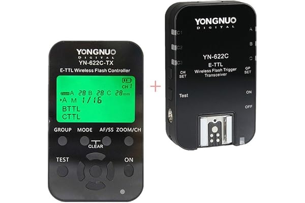 Yongnuo YN622C-KIT sans fil i-TTL Trigger Kit avec écran LED pour les appareils photo Canon, comprend contrôleur YN622C-TX et YN622C Transceiver + WINGONEER Diffuseur de Flash