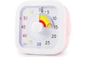 Timer Temporizador Visual, GeeRic Temporizador Niños de Cuenta Regresiva de 60 Minutos Herramienta de Gestión del Tiempo para Niños y Adultos（Rosa）