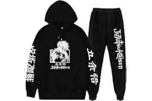 flowereyes Anime Jujutsu Kaisen Tute Casual 2 Pezzi Set Felpa con Cappuccio a Maniche Lunghe Gojo Satoru Pantaloni Sportivi Pantaloni Felpa
