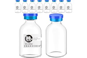 ZHANXUBIO Flaconi vuote sterili con porta di iniezione autoguarigione e tappo in plastica di alluminio, confezione sterile (30ml trasparente 10PCS)
