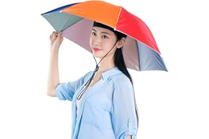 Yinuoday Cappello per Ombrello Cappello da Pioggia Pieghevole da 27 Pollici Copricapo da Esterno Regolabile Resistente Ai Raggi UV per La Pesca in Giardino