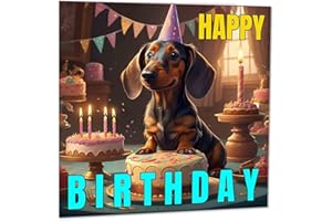 PURPLE FOX Urocza kartka urodzinowa dla psa kiełbasa - kartki urodzinowe jamnika 145 x 145 mm