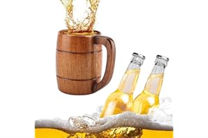 FTORY Daytesy Tasse à bière en bois - Tasse à café à bière vintage avec poignée Rétro grande capacité à thé Tasse à boire en bois classique Hôtel de restaurant et usage domestique