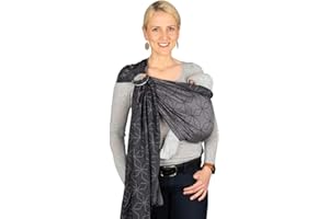 Hoppediz Ring-Sling, Baby-Tragetuch ab Geburt, 100 % kbA-Baumwolle, Design Malmö stone