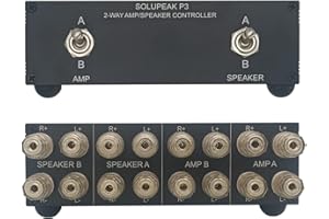 SOLUPEAK P3 2-Way AMP Amplificador a 2 Pares de Altavoces Selector Interruptor Divisor Splitter Combiner Box 2 en 2 Salidas