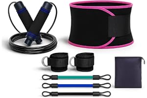 GENERICO 3 in 1 Fitness Kit Donna – Fascia Addominale, Elastico Allenamento Gambe e Corda per Saltare – Attrezzi Home Gym per Cardio, Forza, Resistenza e Tono Muscolare