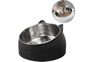 TAIMEIMAO Gamelle INOX Chien et Chat Inclinée - Bol Surelevé pour Chats, Chiens et Animaux de Compagnie (Noir)