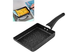 JADPES Tamagoyaki kwadratowa patelnia do omletów do jajek, japońska patelnia, nieprzywierająca powłoka ceramiczna, mini kuchenka z uchwytem chroniącym przed oparzeniem, kompatybilna z kuchenką gazową i płytą