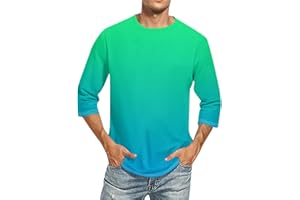 ROSENNIE Shirt 3/4 Arm Herren Rundhals 3D Druck Dreiviertelarm Shirt Casual Papa Tshirt Für Männer Sommer Rugby Shirt Leichte Henley Shirt Regular Fit Trachtenhemd Relaxed Fit Freizeitshirt