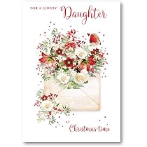 Nigel Quiney Weihnachtskarte 'For A Lovely Daughter' – Mit Rotkehlchen, Folien-Details, 230x160 Mm