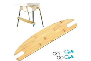 HANQ High Chair Footrest, Adjustable Height Non-Slip Bamboo Baby Highchairs Pedal, Foot Rest for High Chair Baby Compatible with IKEA Highchair Accessories (Bamboo Semicircular)