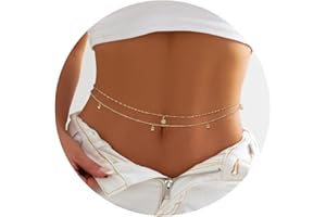 KRFY 2Pz Oro Pancia Catena stratificata Oro Catena Vita Regolabile Sexy Oro Catena Cintura Starfish Paillettes Corpo Catena Per le donne