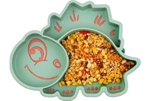 QSHARE Suction Plate Silicone Divided Plate for Baby, Suction Placemat for Toddler, Non Slip Fit Most High Chair Tray, BPA-Free Dishwasher & Microwave Safe Kid Travel Feeding Portable Dinner Plate