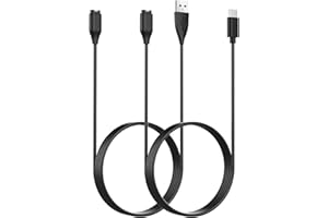 Simpeak 2 Stück Ladegerät Kompatibel mit Garmin Vivoactive 6/5/4/Fenix 8/7/6/Forerunner 165/Venu 3/Approach/Quatix/Vivomove/Instinct, 100cm Ersatz USB Ladekabel und Type C Ladekabel, Schwarz