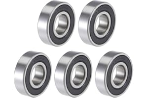 TOP-VIGOR 5Pcs 6001-2RS Deep Groove Ball Bearings, Z1 12mm x 28mm x 8mm Double Sealed Industrial Bearings, Chrome Steel Skateboard Bearings for Electrical Instrument Equipment