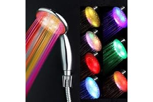 SENQIU Słuchawka prysznicowa LED ze zmianą koloru, zmiana temperatury LED, 7 kolorów światła, automatyczna słuchawka prysznicowa, 25 × 11 × 2 cm