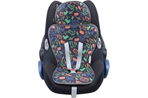 JYOKO KIDS Colchoneta Universal para Silla de Coche Grupo 0,1,2,3 en algodón (HAPPY DINO)