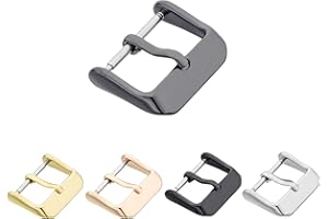 Eichmüller Dornschließen aus Edelstahl, massiv – 10/12/14/16/18/20/22/24/26 mm Schließenbreite – Verschluss für Uhrenarmbänder, Ersatzteil in 5 Farben