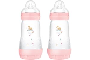 MAM Butelka do karmienia Easy Start Anticolica, zestaw 2 szt. z silikonową muszką SkinSoftTM, 2+ miesiące, 260 ml, różowy