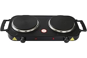 DESKI Doppelkochplatte elektrisch 2000 W schwarz Herdplatten Ø 15,5 cm