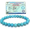 VIBESLE Original Certified Turquoise (Firoza) Bracelet Lab-Certified AAA Grade 8mm Stretchable Original Unisex Bracelet For Throat Chakra, Communication, Good Luck & Manifestation