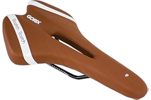 GORIX Sillín de Bicicleta Cómodo Cojín con Riel Bicicleta de Montaña y Carretera para Hombres y Mujeres (A6-1)(Marrón Claro×Blanco)