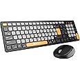 Portronics Key7 Combo Wireless Keyboard & Mouse Set with 2.4 GHz USB Receiver, 10m Working Range, 12 Shortcut Keys, Adjustable DPI, 10 Million Key Life & Click Life for PC, Laptop, Mac (Grey+Orange)