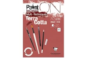 ‎CLAIREFONTAINE Clairefontaine 976154C - Zeichenblock - Malblock PaintON Terracotta, DIN A3, kopfseitig geleimt, 20 Blatt 250g, gut für Mixed Media, 1 Stück