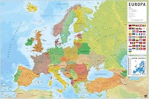 Grupo Erik Physical Political Map of Europe ES Poster - 36 x 24 inches / 91.5 x 61 cm - Shipped Rolled Up - Cool Posters - Wall Posters & Prints